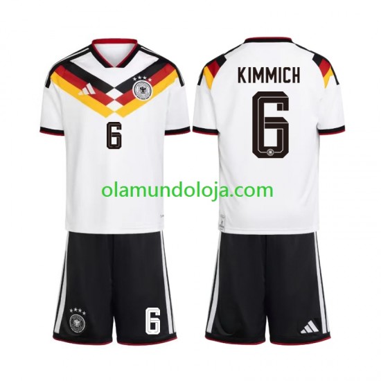 Camisola Alemanha Joshua Kimmich 6 Criança Equipamento Primeiro Copa do Mundo 2026 Manga Curta